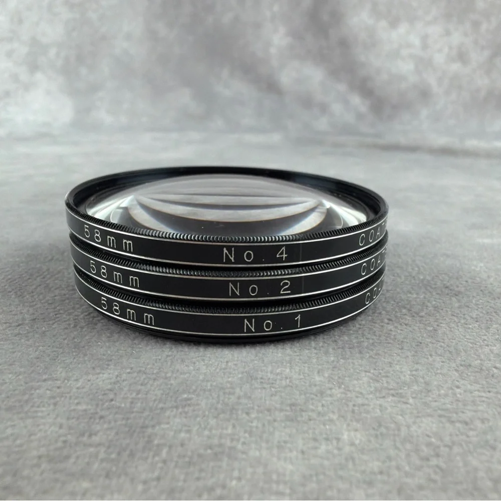 Vivitar 58mm Close-Up Lens Set +1 +2 +4 Macro Filters w/ Case & Instructions